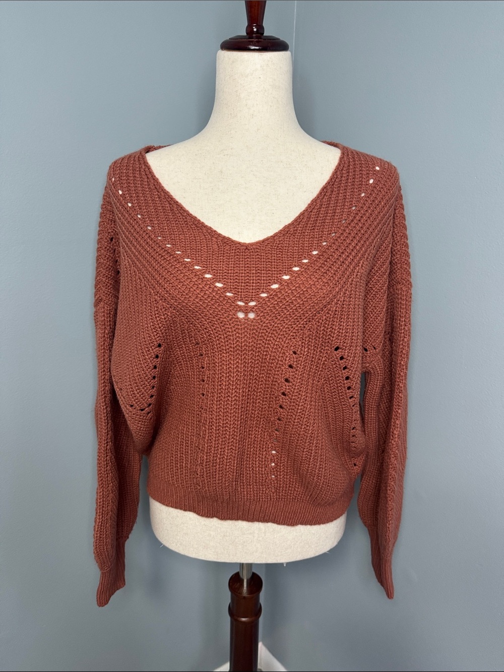 Moon & Madison Women’s Rust Knit Sweater Sz L